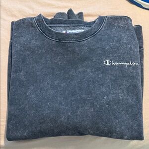Champion Vintage-Style Washed Charcoal Crewneck Sweatshirt